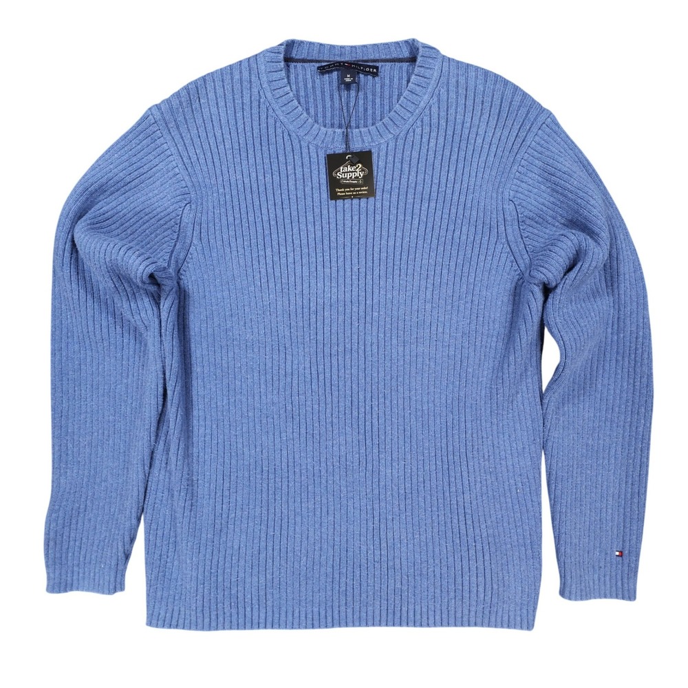 Tommy Hilfiger Sweater Mens Medium Blue Excellent Ribbed Knit‎